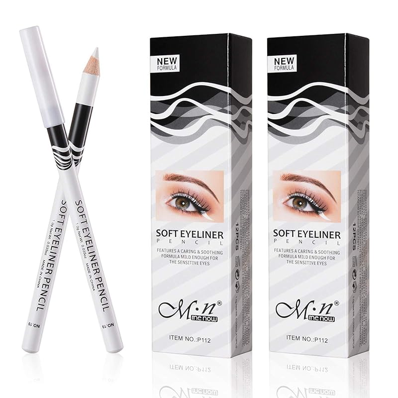White Eyeliner Pencils Professional Use as Highlighter, Soft, Waterproof, Long-Lasting Eyeshadow, Eye Brightener, Beauty Makeup Tools (12pcs)