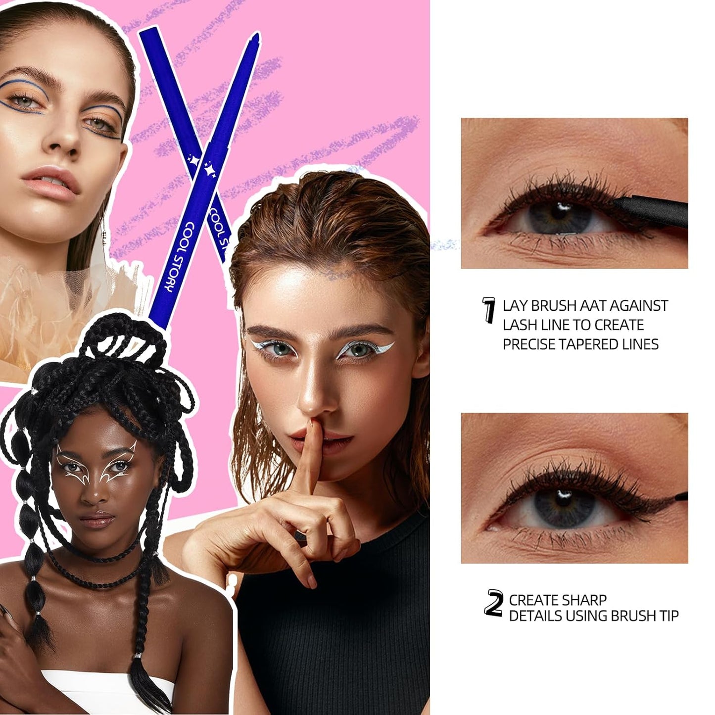 COOL STORY 12 Color Glossy Eyeliner Gel Pencil Eyebrow Pen Eye Makeup Waterproof Smudge Proof Long Lasting