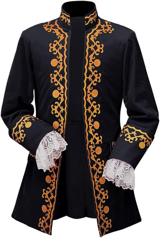 CosplayDiy Men's Colonial Military Tailcoat Costume 18th Century Medieval Regency Tailcoat Jacket