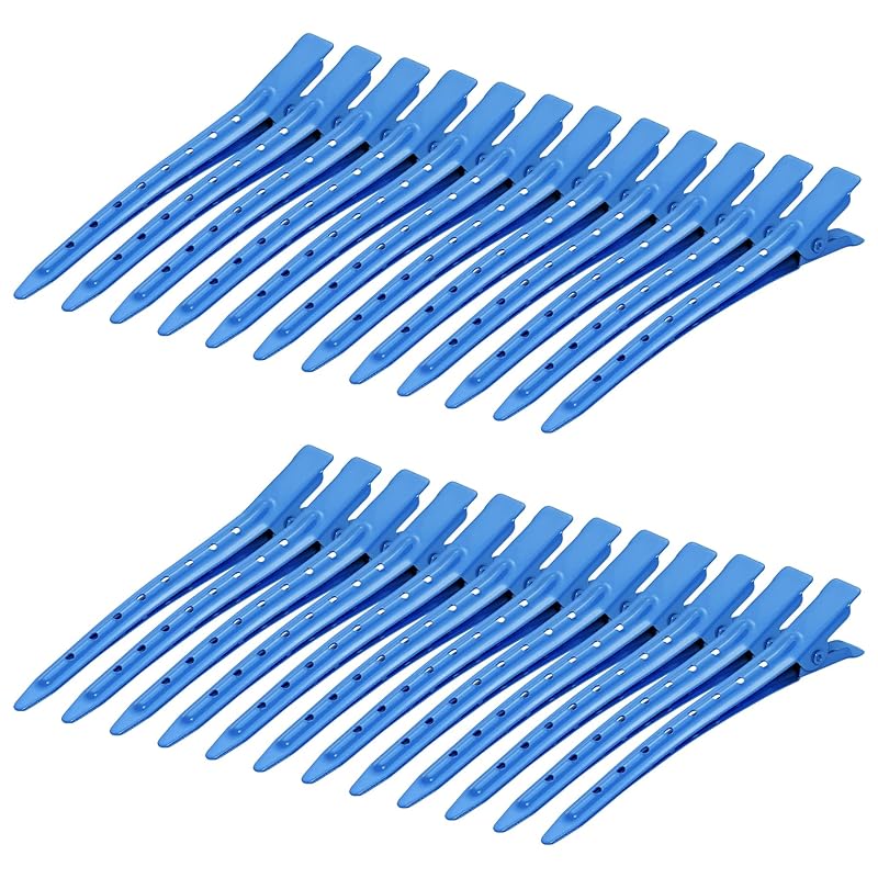 24 Packs Duck Bill Clips, Bantoye 3.5 Inches Rustproof Metal Alligator Curl Clips with Holes for Hair Styling, Hair Coloring, Silver