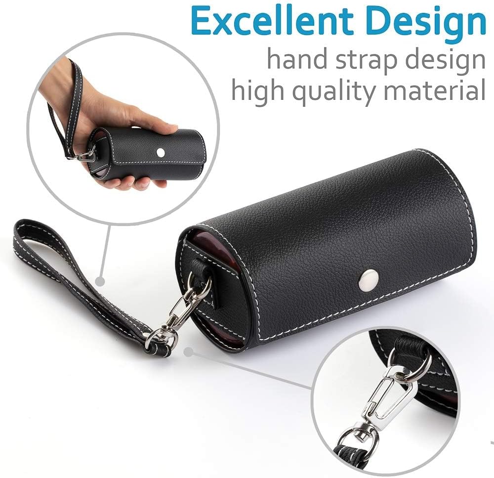 Yaklim Weekly Pill Organizer 2 Times a Day,AM PM Large Daily Pill Box with PU Leather Case for Travel,Round Medicine Organizer,7 Day Pill Container for Vitamin Fish Oils Supplement