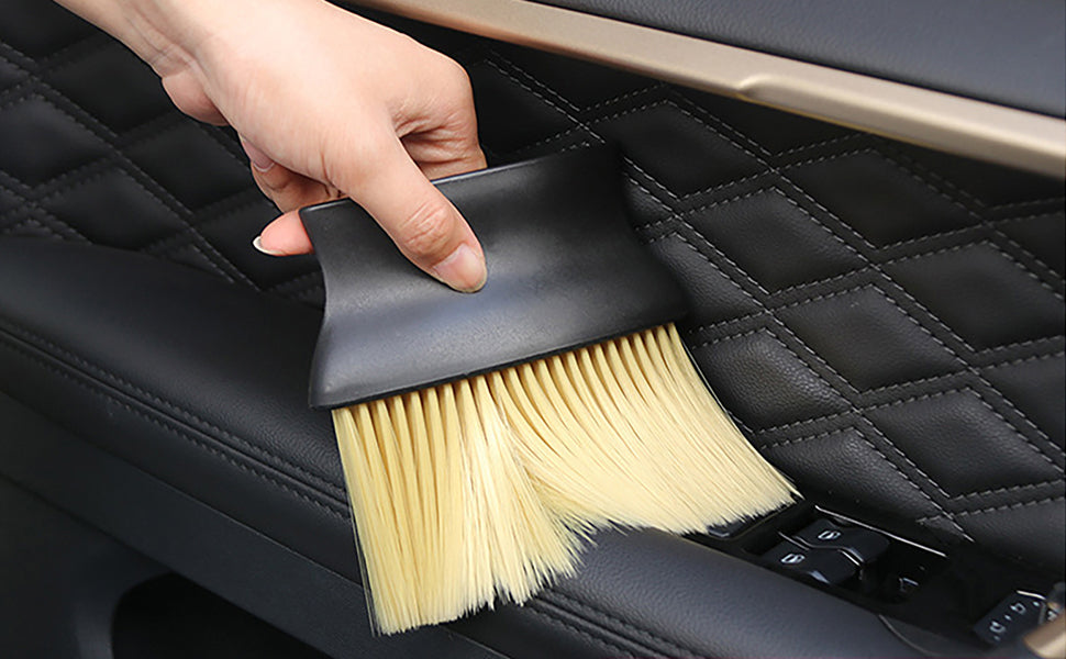 Auto Interior Dust Brush, Car Cleaning Brushes Duster, Soft Bristles Detailing Brush Dusting Tool for Automotive Dashboard Interior, Exterior, Skylight, Leather Yellow