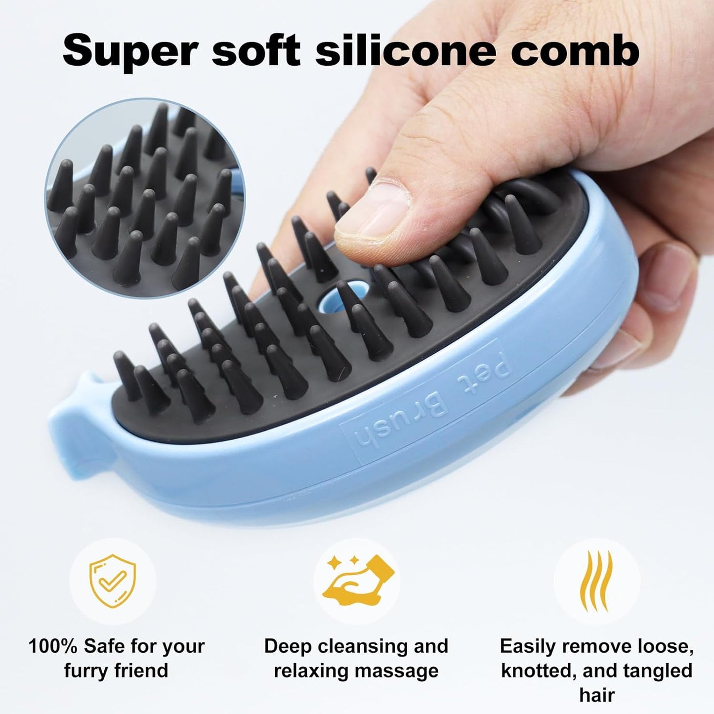 Cat Steam Brush for Shedding, Grooming With Steam, Rechargeable, Steamy Cat Brushes 3 In1, Self Cleaning Brush Massage,Clean and Removing Loose Hair-Blue