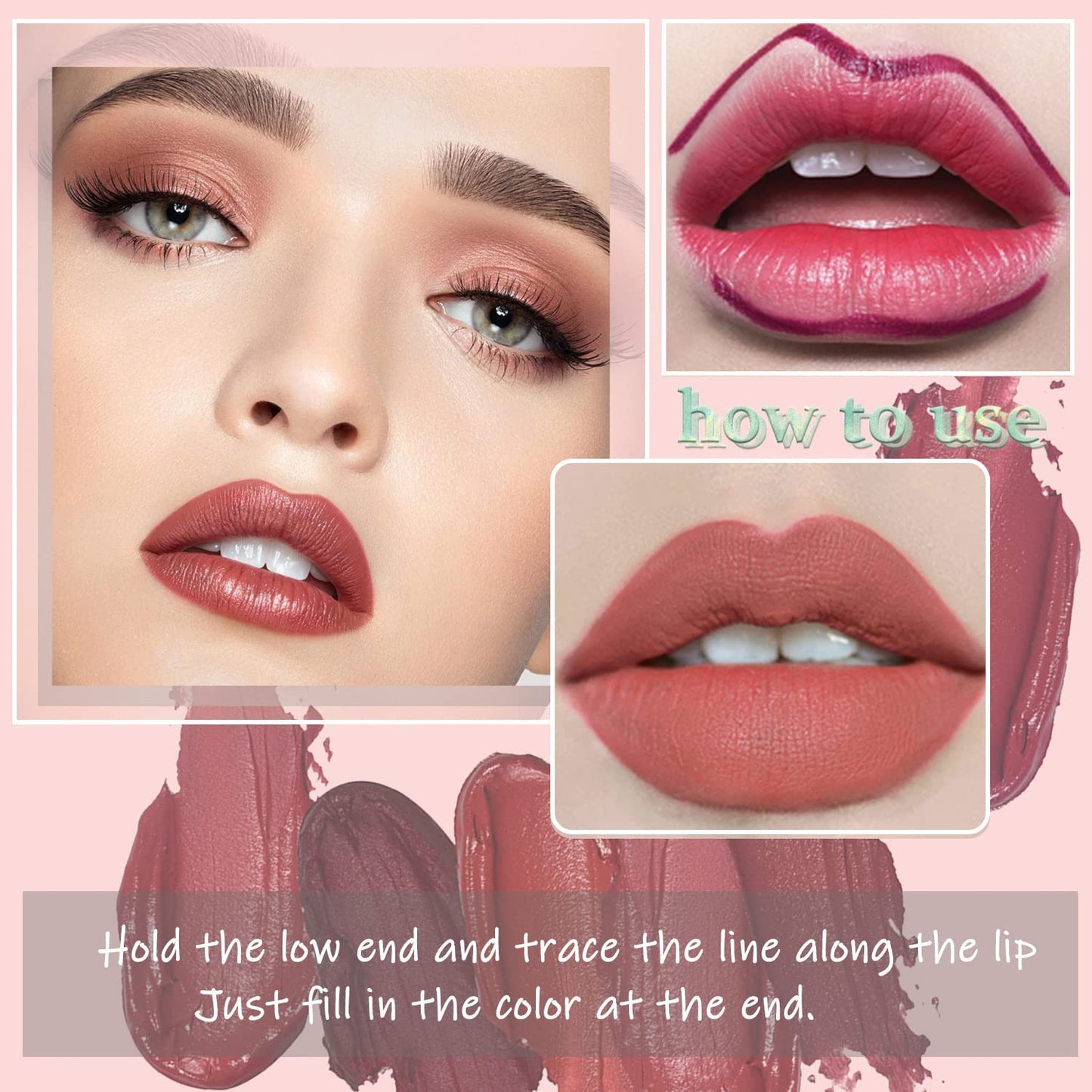 3 Piece Nude Matte Lipstick Set,Natural Nude Lipstick Velvet Air Moisture Smooth Crayon Lip Stain,Matte Lipstick 24 Hour SuperstayLong Lasting Waterproof Lip Gloss for Women Makeup(Set C)