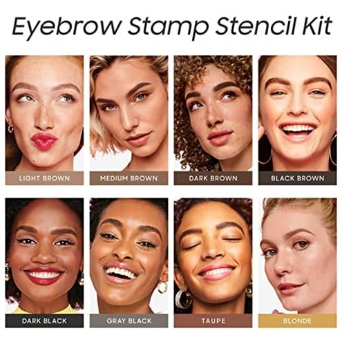 Eyebrow Stamp and Eyebrow Stencil Kit, Eye Brow Stencil Kit for Beginners 24 Reusable and Washable Eyebrow Shaping Kit, Brow Stencil and Stamp Kit Smudge-Proof & Long-Lasting (Light Brown)
