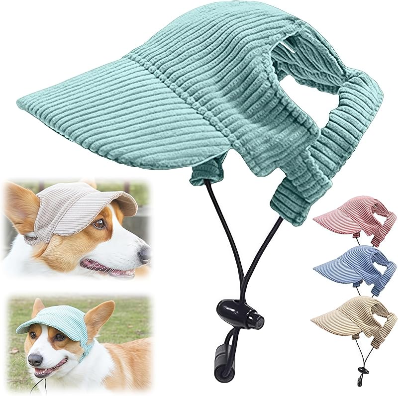 Dog Hat, 2025 Upgraded Hats for Dogs Cats Summer Beach Hat with Ear Holes, Adjustable Puppy Sun Bonnet Headdress (Pink, Large, Dog)