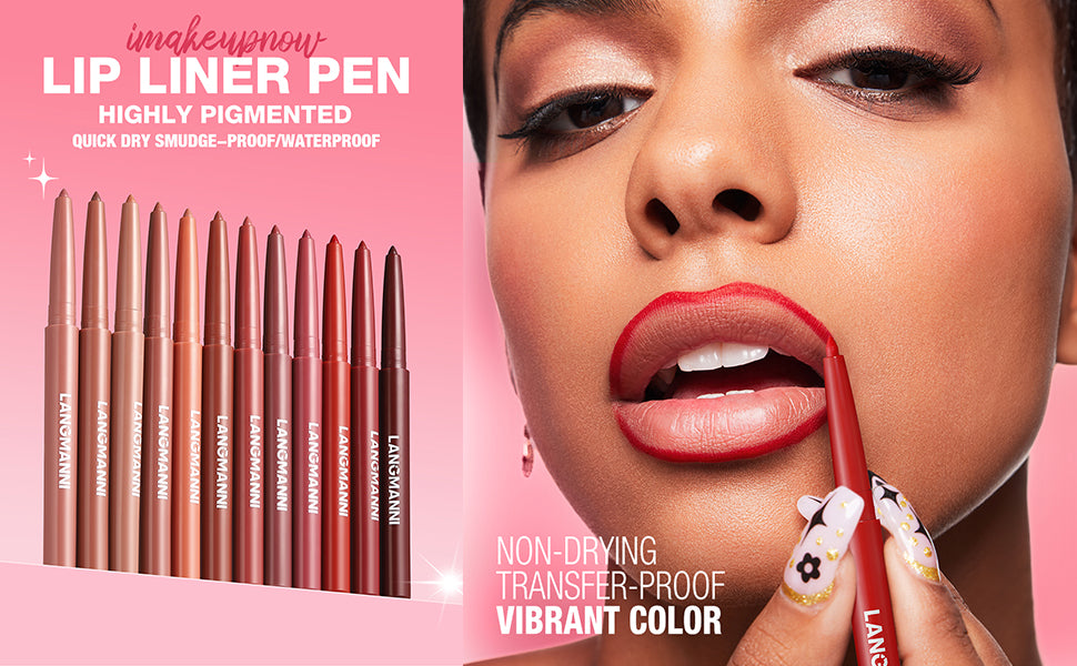 LANGMANNI 12 Colors Sculpting Matte Velvet Lip Liner Set,Smooth Creamy Texture,Waterproof And High Pigmented For Girls Daily Application Lip Makeup