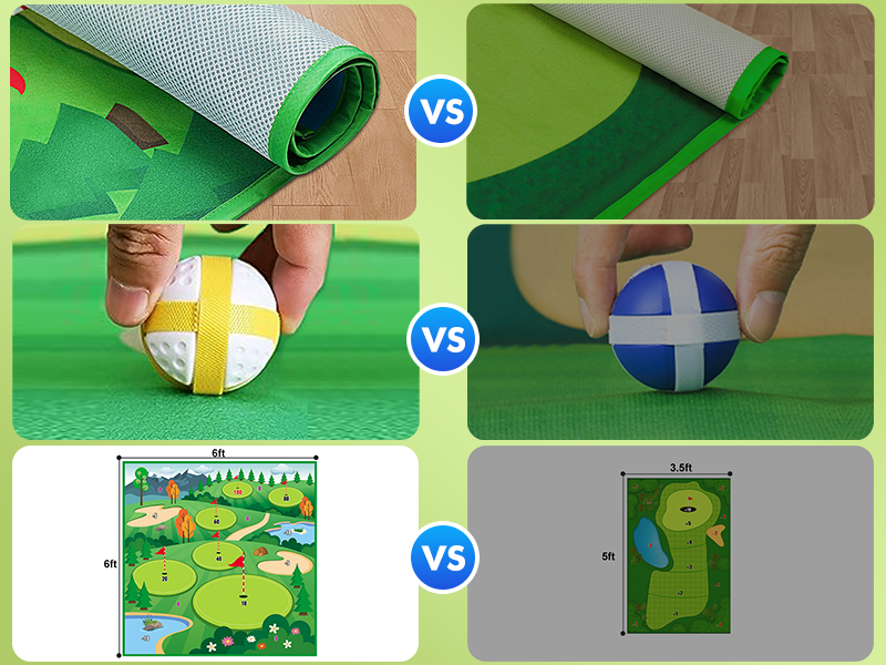 VATOS Golf Chipping Game Mat with Club, Golf Practice Mats Golf Training Mat Indoor Outdoor for Kids Adults Family, Golf Hitting Mat with 20 Balls, Play Equipment Stick Chip Golf Set Backyard Game