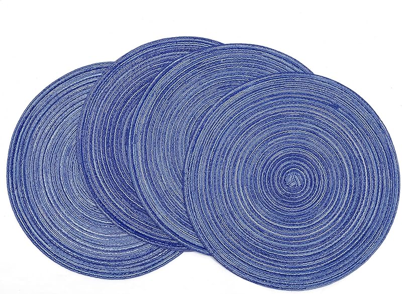 SHACOS Round Braided Placemats Set of 4 Round Table Mats for Dining Tables 15 inch Washable Kitchen Table Place Mats Indoor (Beige, 4)
