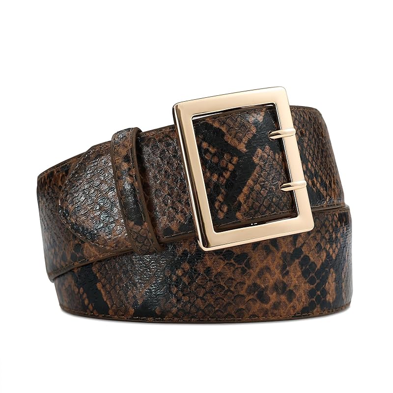 Wide Belts for Women Leather Wide Belts Fashion Thick Black Belt With Gold Buckle Belt for Dresses