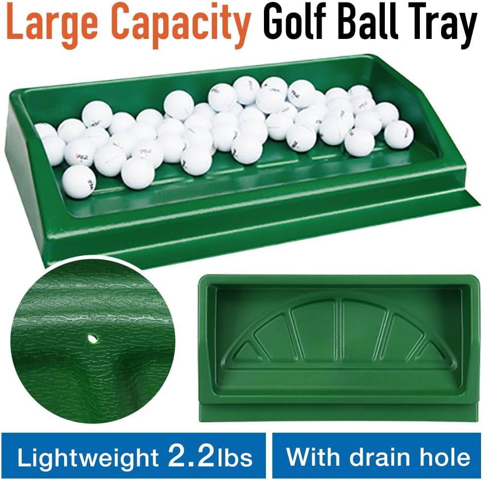 Golf Ball Tray for Practice Mat 100 Balls Large Capacity Heavy Duty ABS Holder for Indoor Outdoor Home Daily Training Men Gift