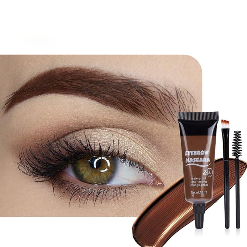 Tinted Thickening Eyebrow Mascara with Two Eyebrow Brushes,Brow Fast Sculpt,Waterproof,Transfer-proof,Eyebrow Tinting Kit- Cruelty Free - Light Medium Brown (1 Pack) (1Pc 01#Brown)