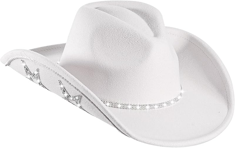 Womens Cowboy Hat Rhinestone Hat Western Cowgirl Hat Wide Brim Diamond-Glitter Size:Medium-Large