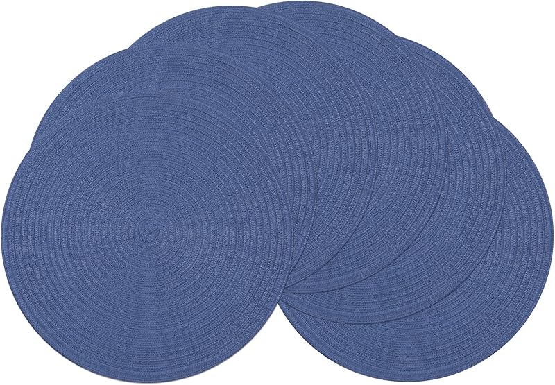 SHACOS Round Braided Placemats Set of 4 Round Table Mats for Dining Tables 15 inch Washable Kitchen Table Place Mats Indoor (Beige, 4)