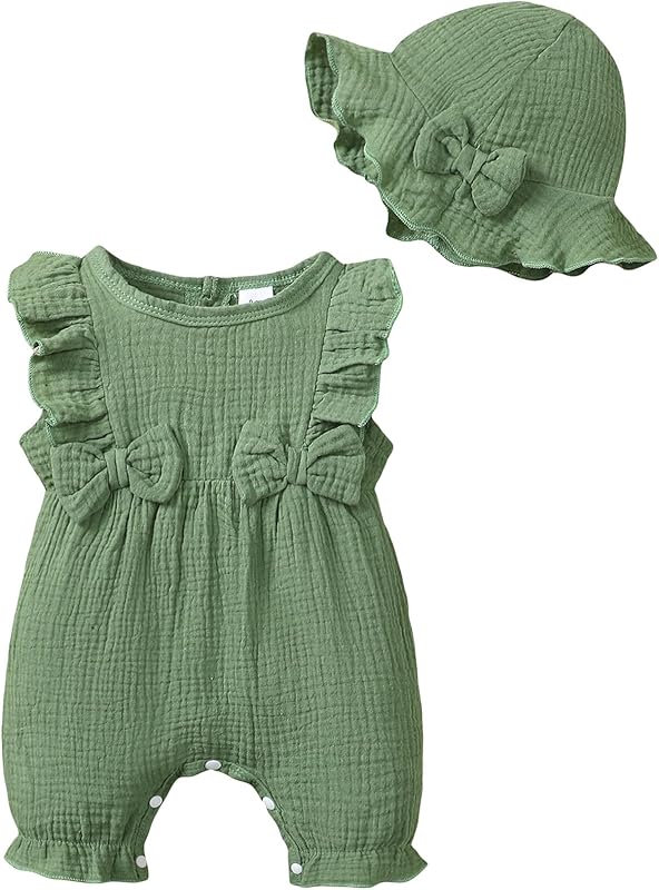 SUNNY PIGGY Newborn Baby Girl Clothes Baby Girl One Piece Romper Fall Winter Long Sleeve with Hat Sets Cute Infant Outfits