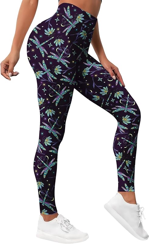 Leggings for Women Workout Funny Printed Gym Athletic Womens Yoga Pants Camo Print Legging Camouflage Floral Tropical Pants