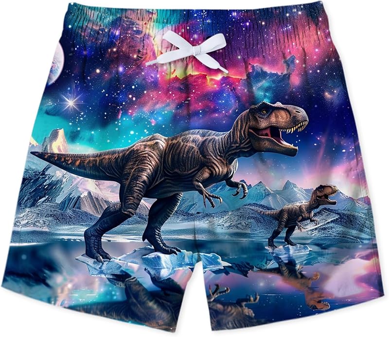 uideazone Boys Swim Trunks 3D Funny Print Surfing Board Shorts Quick Dry UPF 50+ Swimsuit Beachwear with Mesh Lining 2-12T