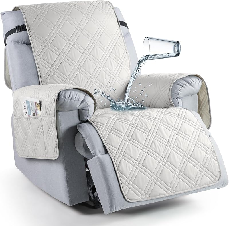 TAOCOCO 100% Waterproof Recliner Chair Cover, Non Slip Covers for Recliner Chair with Pocket, Washable Reclining Chair/Furniture Protector for Kids, Pets(23.6'', Chocolate)