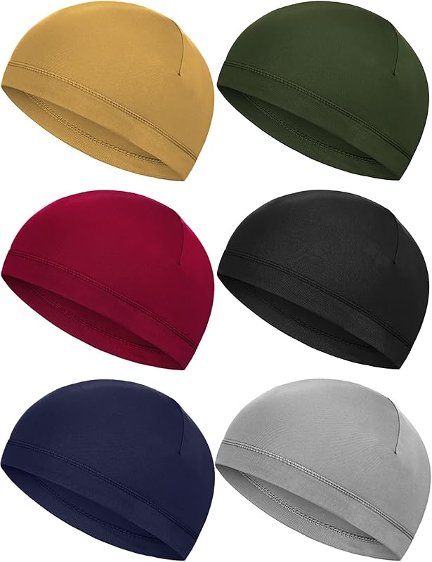 Boao 6 Pieces Cooling Skull Caps Helmet Hard Hat Liner Sweat Wicking Running Beanie Cycling for Men Women