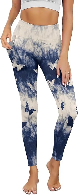 Poceacles Yoga Pants for Women with Pockets Full Length Workout Leggings High Waist Tummy Control Lounge Pants Activewear