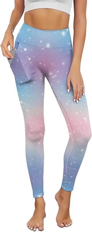 Poceacles Yoga Pants for Women with Pockets Full Length Workout Leggings High Waist Tummy Control Lounge Pants Activewear