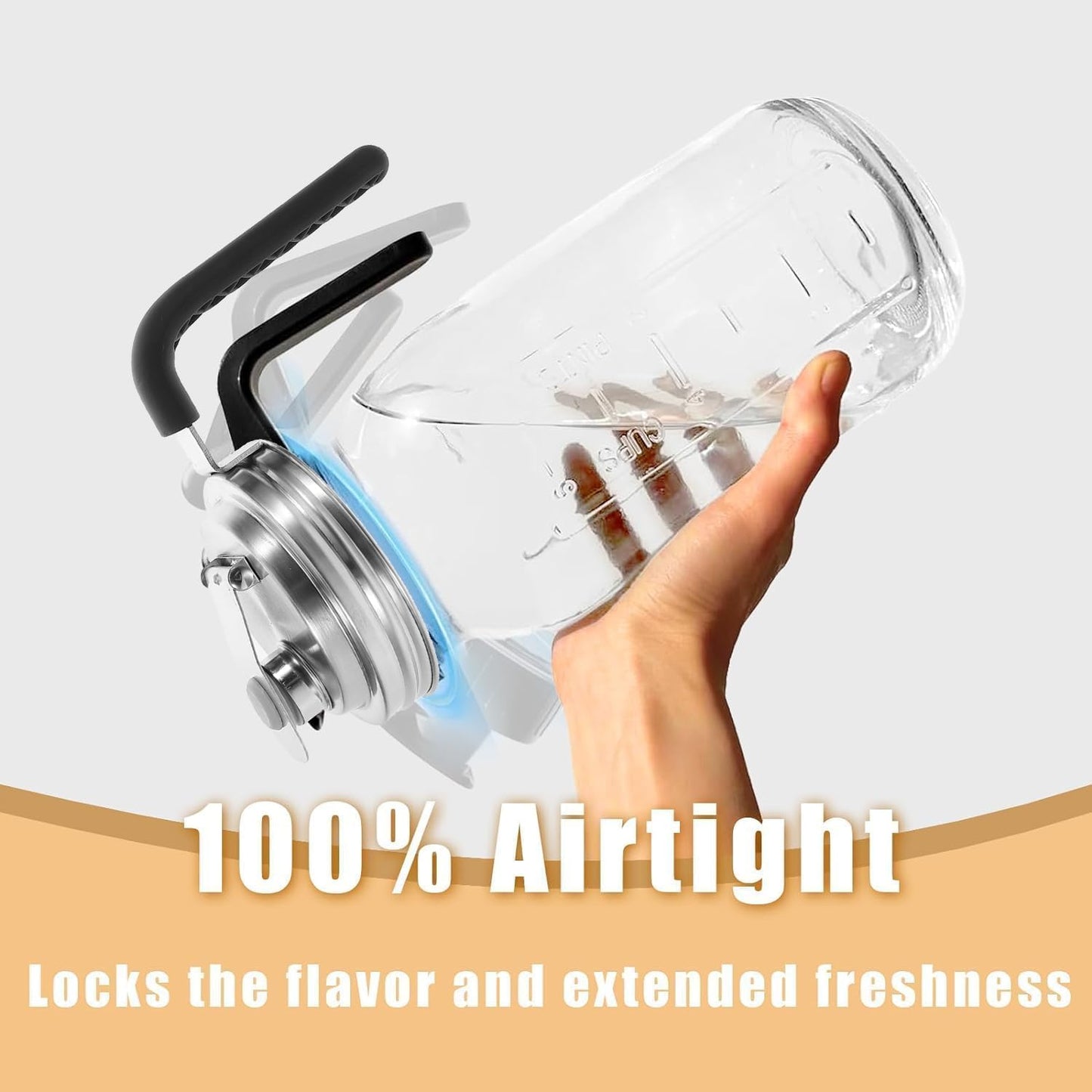 2 Pcs Wide Mouth Mason Jar Stainless Steel Pour Spout Lid, Reusable Mason Jar Lids for Ball Wide Mouth Mason Jars no Rust Leaking Proof for Home Brewing Fruit Fermenting Drinks (with handle, 2)