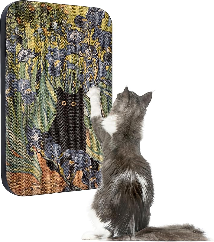 Art Cat Wall-Mountable Scratching Board 16.7x11x1 Inch Cat Wall Scratch Pad and Scratcher for Indoor Cats Furniture Protector（Flower Garden）