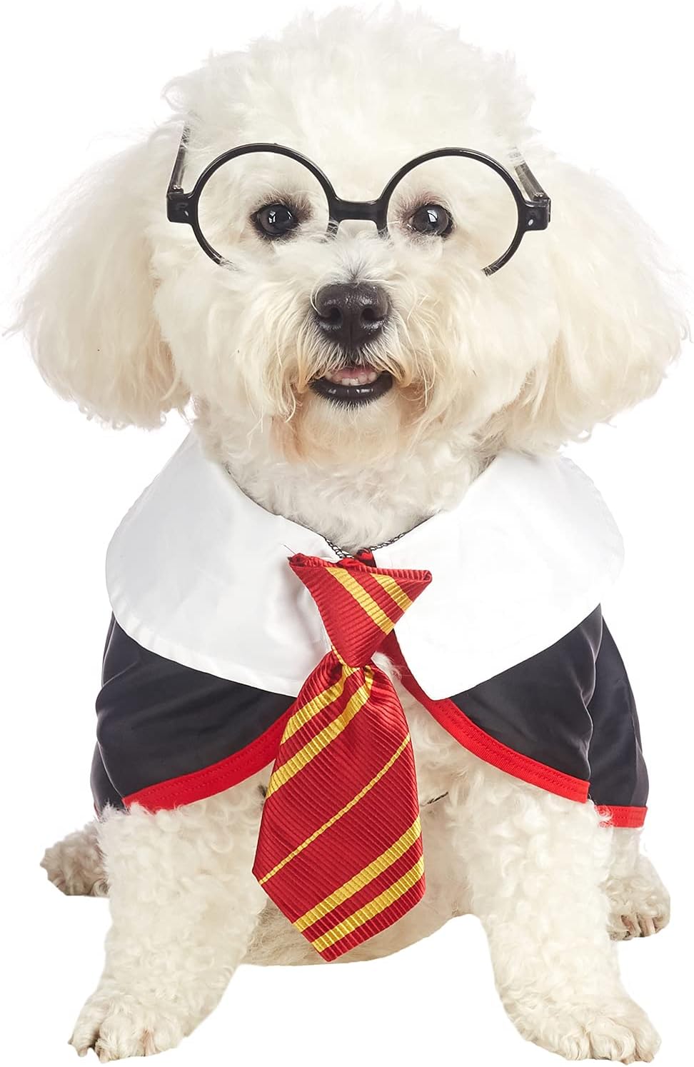 Pet Halloween Dog Shirts Funny Cat Wizard Costume Cute Apparel Soft Clothes with Glasses (Large,Neck:18")
