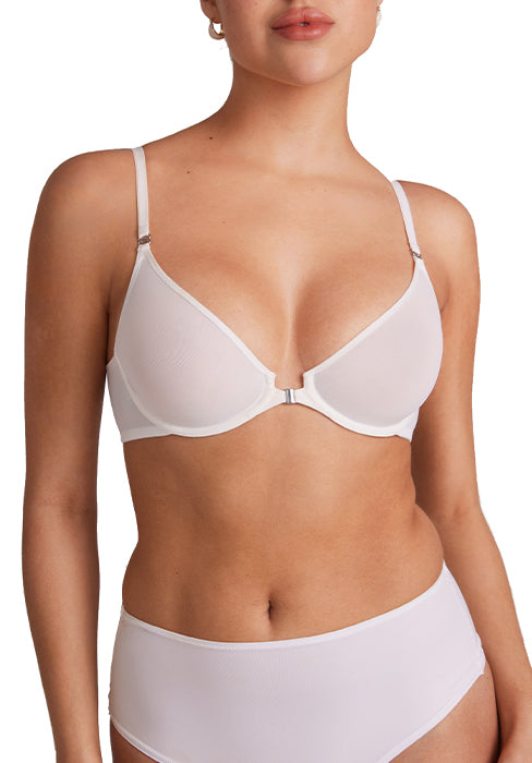 INLYRIC Women's Cosnufy Sheer Balconette Bra Demi Unlined Plunge Mesh See Through Sexy Bras Underwire