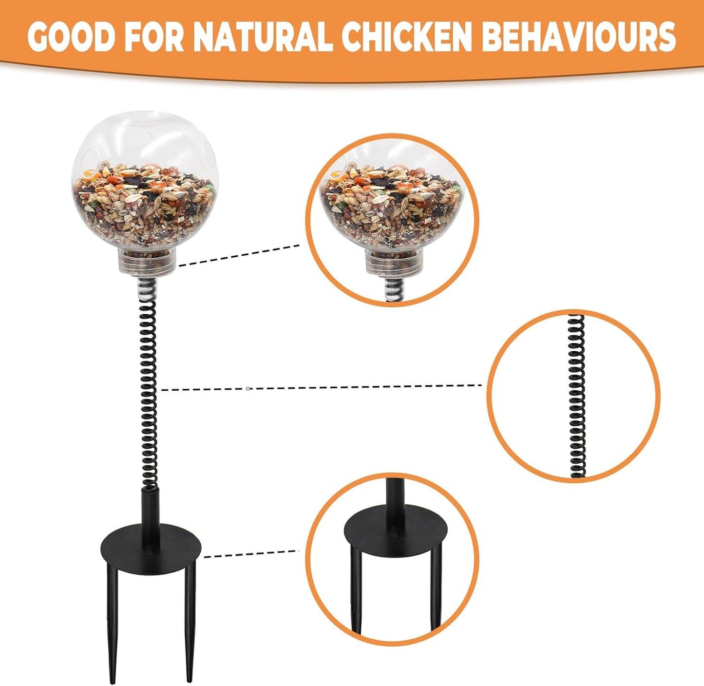 Oooct 2 Pack Chicken Peck Toys, Chicken Enrichment Toys, Chicken Swing Feeder, Chick Slow Feeder Toy, Chicken Coop Toys for Hens Poultry Duck Birds Parrots, Transparent