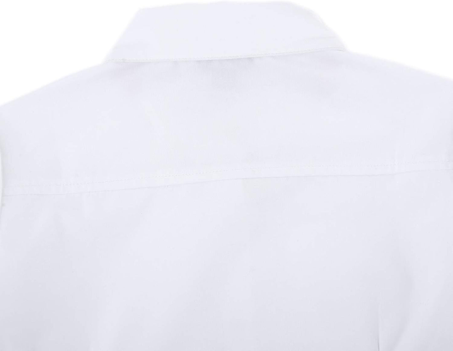 Bienzoe Girls School Uniform Shirt: Kids Summer Ruffle Button Down Long Sleeve Cotton Oxford Blouse