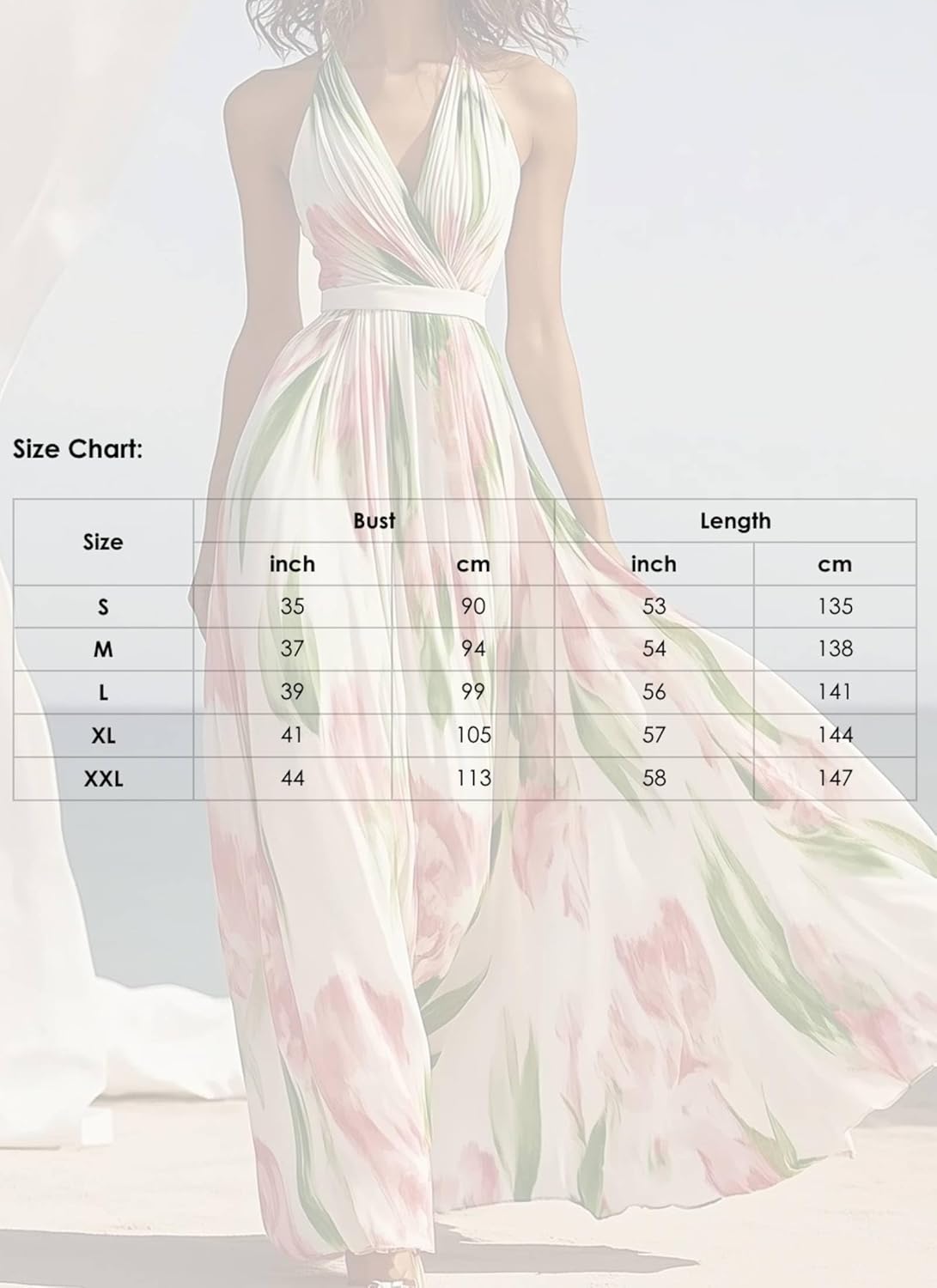 Women Summer Elegant Floral Print Sexy Halter V Neck Sleeveless Belt A-Line Ruffle Hem Wedding Club Maxi Dress