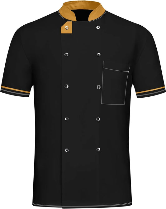 Unisex Chef Coat Short Sleeve Cook Shirts Buttons Restaurant Kitchen Food Service Uniform Chef Jacket for Men Women