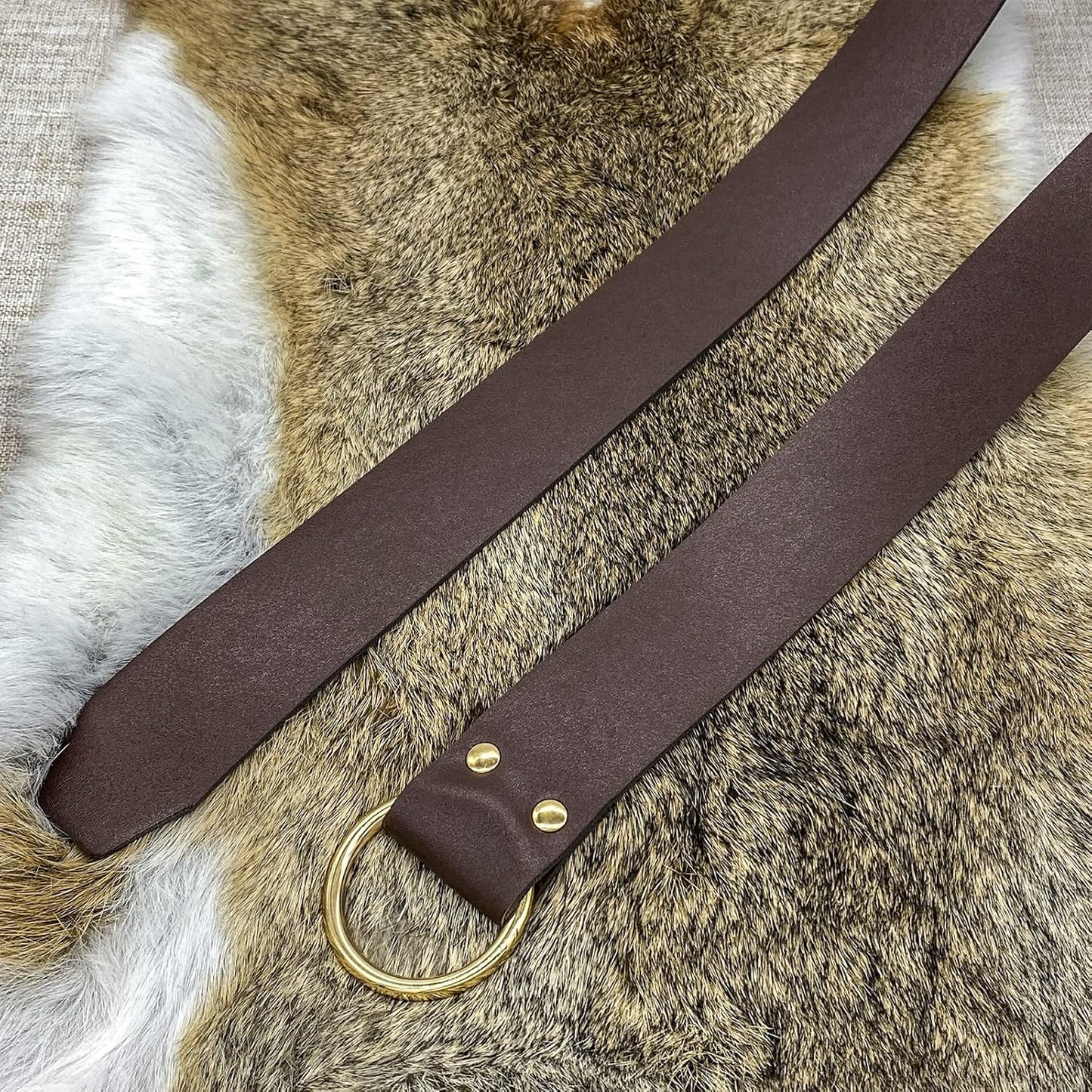 HiiFeuer Medieval PU Leather Ring Belt, Retro Renaissance Rivets Belt for LARP, Ren Faire & Parties