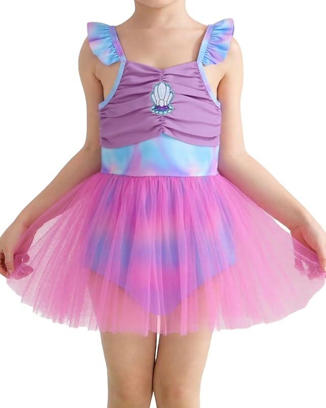 Toddler Swimsuit Girl Mermaid Baby Bathing Suit Girl Summer One Piece Girls Swimwear Ruffle Sleeve Swimsuits