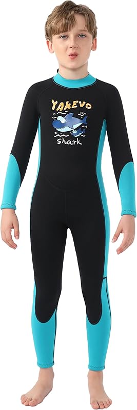 2 Pcs Boys Girls 2.5mm Long Sleeve Wetsuit Top Jacket with Neoprene Wetsuit Pant Set for Surfing Dive Snorkeling Water Sports