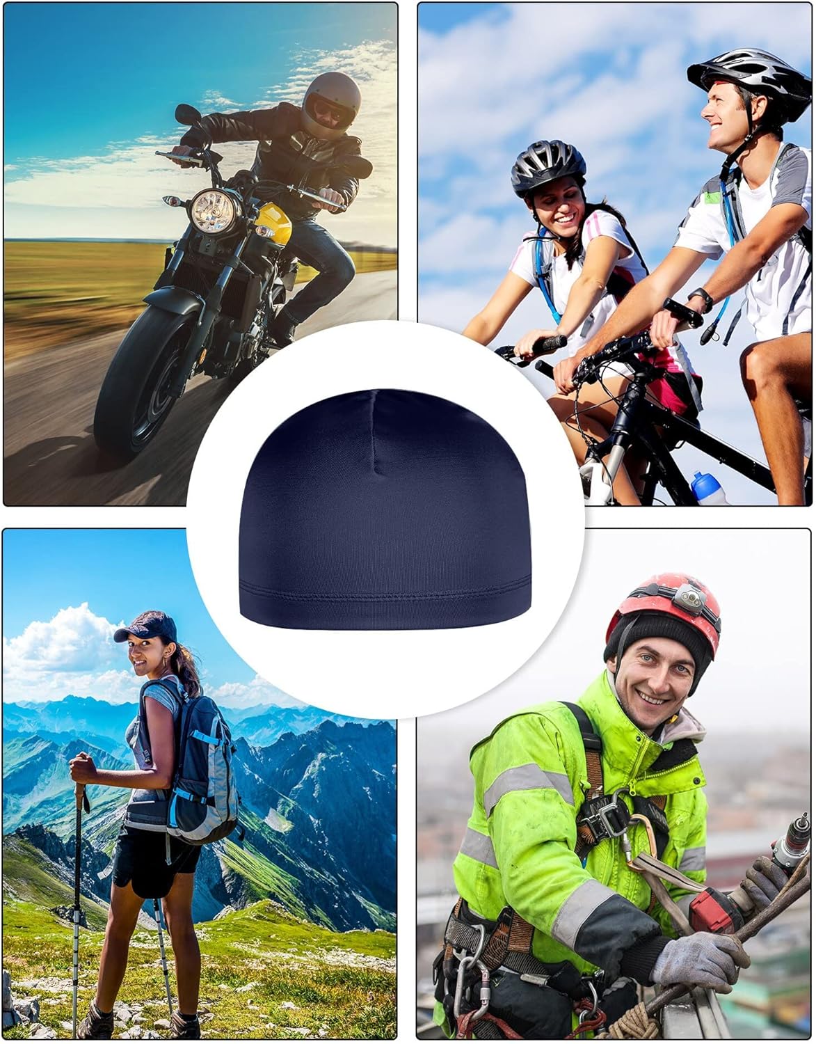 Boao 6 Pieces Cooling Skull Caps Helmet Hard Hat Liner Sweat Wicking Running Beanie Cycling for Men Women
