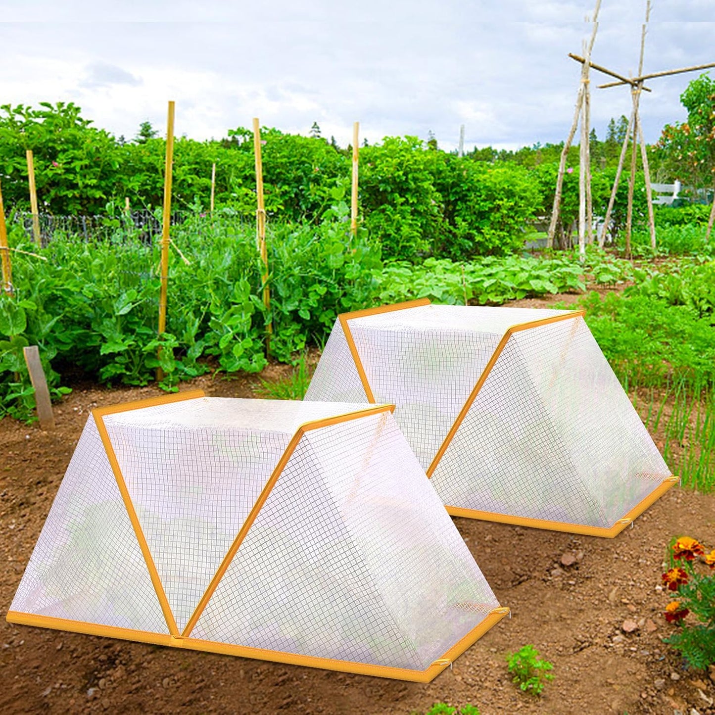 32.2" x 13" x 14.1" Garden Row Accelerator Plants Cover, Foldable Raised Garden Beds Vegetable Rows Plant Protector, Plant Net Cage Guard Greenhouse Cover for Protecting Vegetable Fruit from Animals