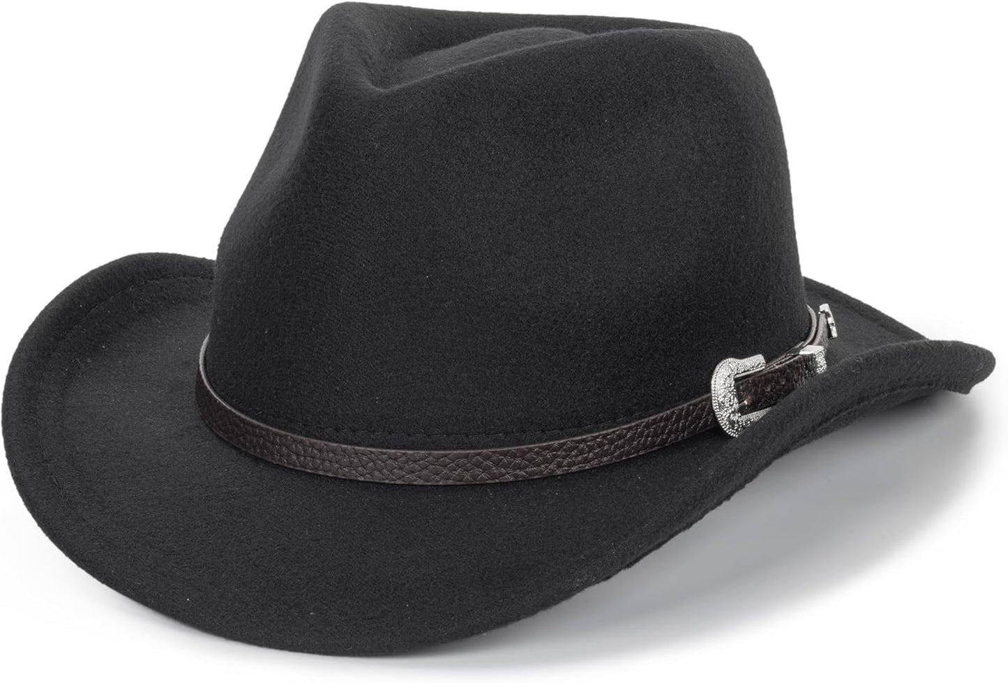 Western Cowboy Cowgirl Hat for Kids - Classic Boys Girls Felt Rodeo Fedora Hat with Belt Buckle (for Kids 4-10 Years)