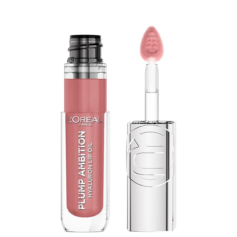 L'Oreal Paris Plump Ambition Hyaluron Lip Oil, 24 HR Lip Gloss with Hyaluronic Acid, Volumizing Formula with Glass-Like Shine, Cristal Clear 101, 0.16 Fl Oz