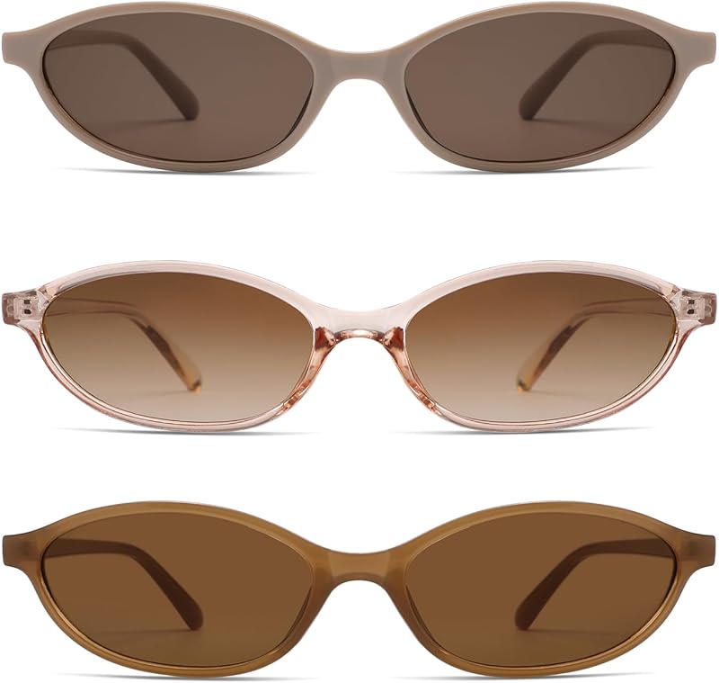 Retro Oval Cat Eye Sunglasses for Women Y2k Trendy Narrow Sunnies Designer Sun Glasses AR82253