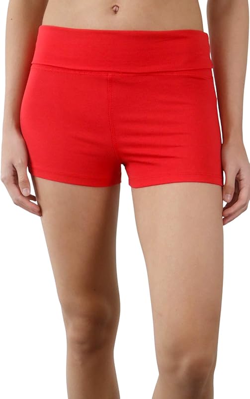 Women’s Fold Over Waist Stretch Cotton Active Yoga Shorts