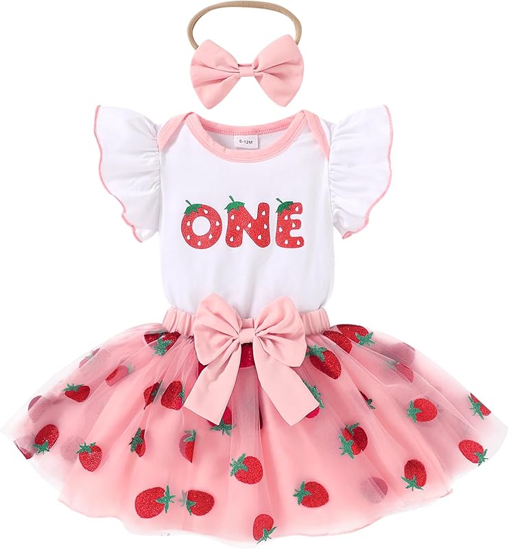 YOUNGER TREE Baby Girls 1st Birthday Outfit ONE Romper Tulle Tutu Skirt with Headband Sets Baby First Princess Dress