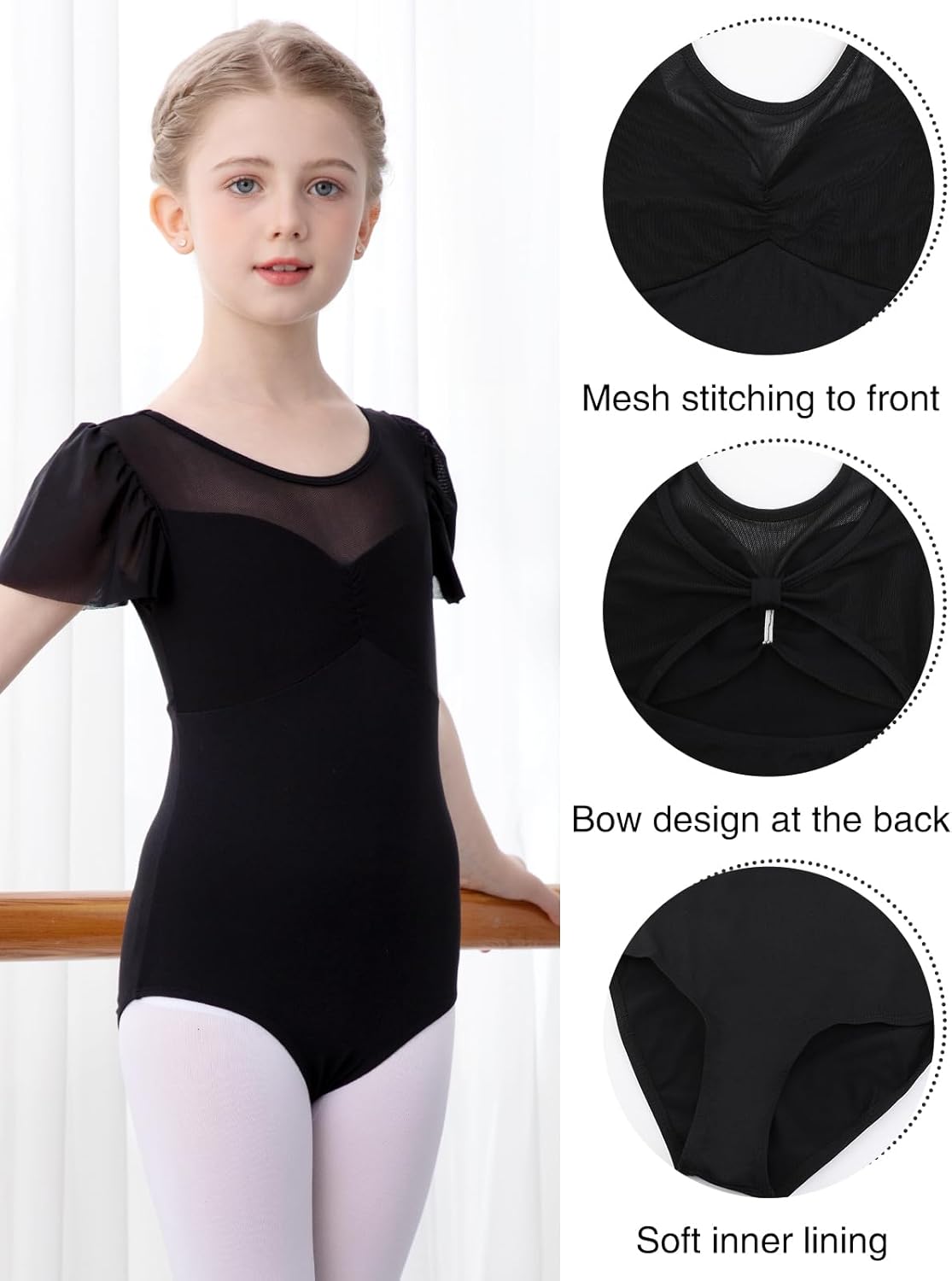 Bezioner Ballet Leotards for Girls,Dance Outfit Puff Sleeve Gymnastics Leotards for Kids 2-10 Years