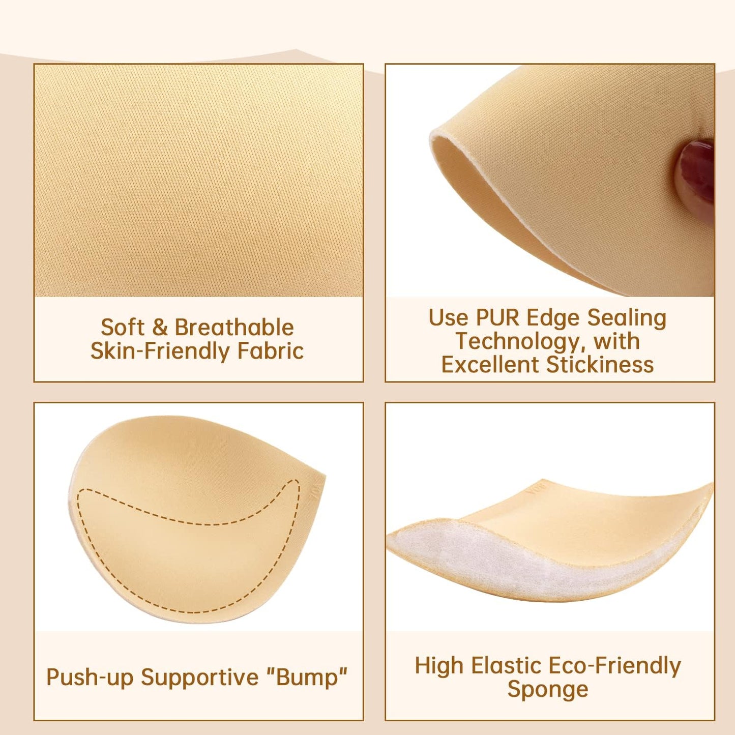 Women's Push Up Bra Pads Inserts 2 Pairs Breast Enhancer Cups Add 1-2 Cup Sizes Instantly A/B, C Cup Available