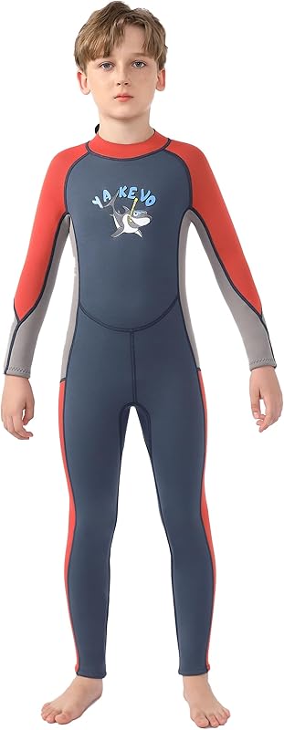 2 Pcs Boys Girls 2.5mm Long Sleeve Wetsuit Top Jacket with Neoprene Wetsuit Pant Set for Surfing Dive Snorkeling Water Sports - TrendyLookz