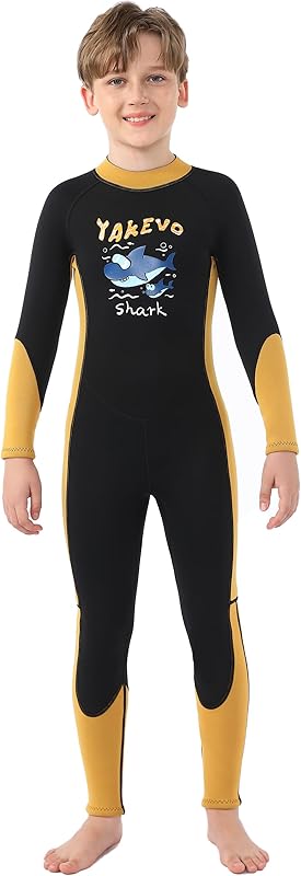 2 Pcs Boys Girls 2.5mm Long Sleeve Wetsuit Top Jacket with Neoprene Wetsuit Pant Set for Surfing Dive Snorkeling Water Sports - TrendyLookz