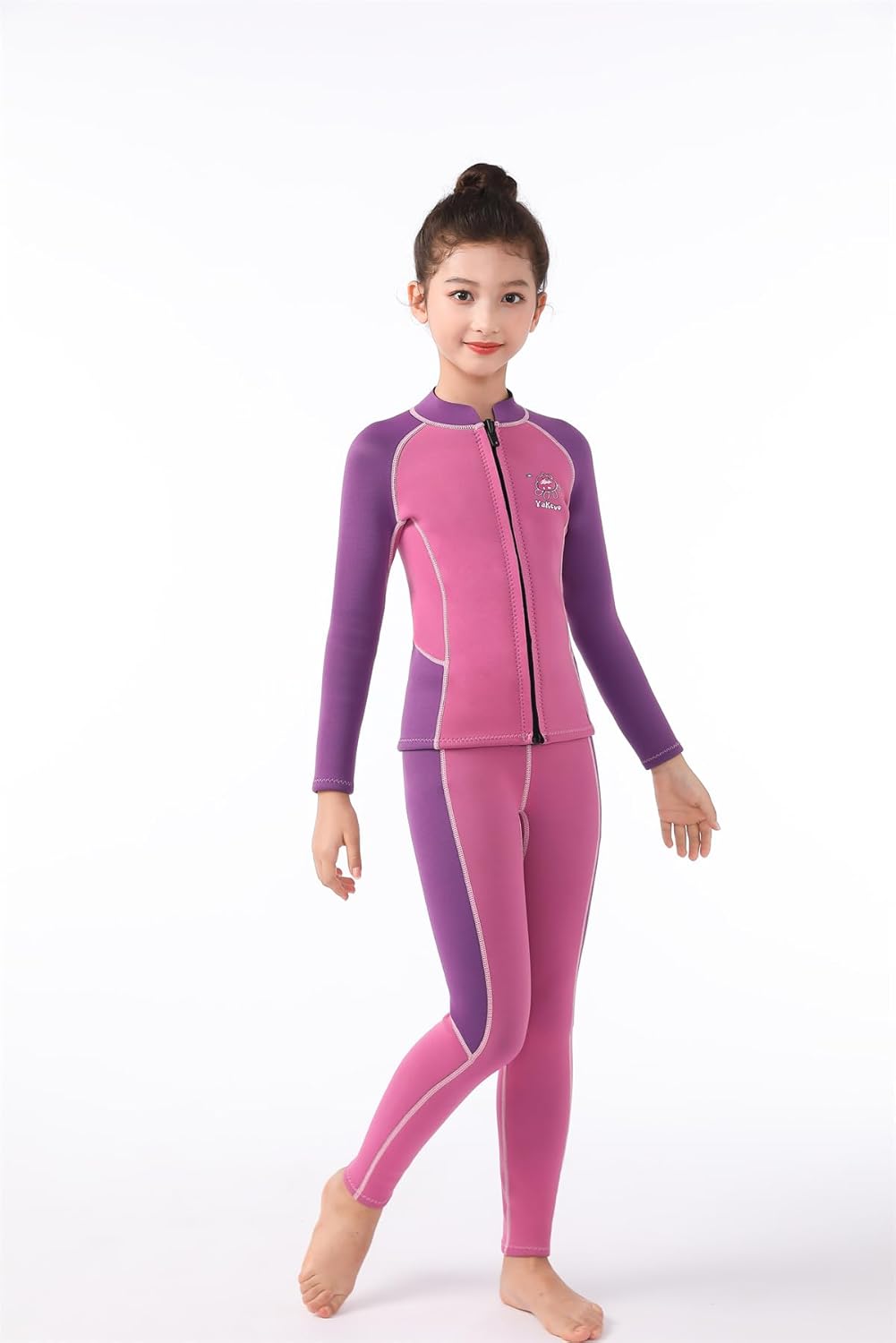 2 Pcs Boys Girls 2.5mm Long Sleeve Wetsuit Top Jacket with Neoprene Wetsuit Pant Set for Surfing Dive Snorkeling Water Sports - TrendyLookz