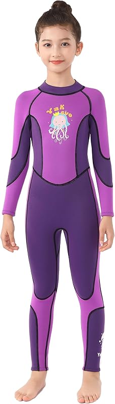 2 Pcs Boys Girls 2.5mm Long Sleeve Wetsuit Top Jacket with Neoprene Wetsuit Pant Set for Surfing Dive Snorkeling Water Sports - TrendyLookz