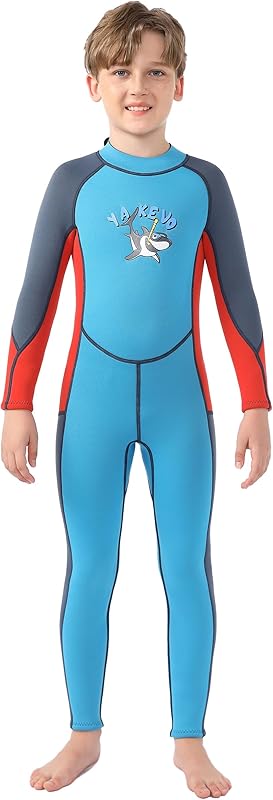 2 Pcs Boys Girls 2.5mm Long Sleeve Wetsuit Top Jacket with Neoprene Wetsuit Pant Set for Surfing Dive Snorkeling Water Sports - TrendyLookz